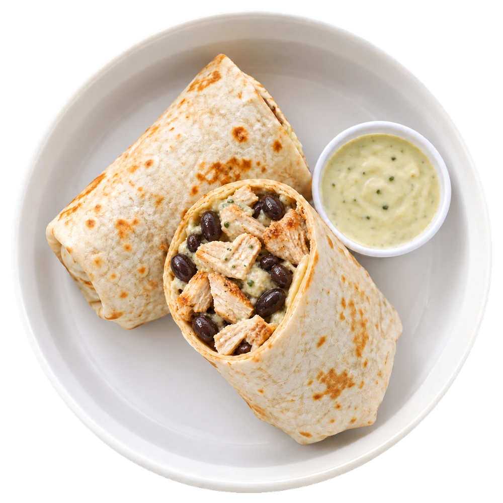 Burrito Power con pollo y porotos negros